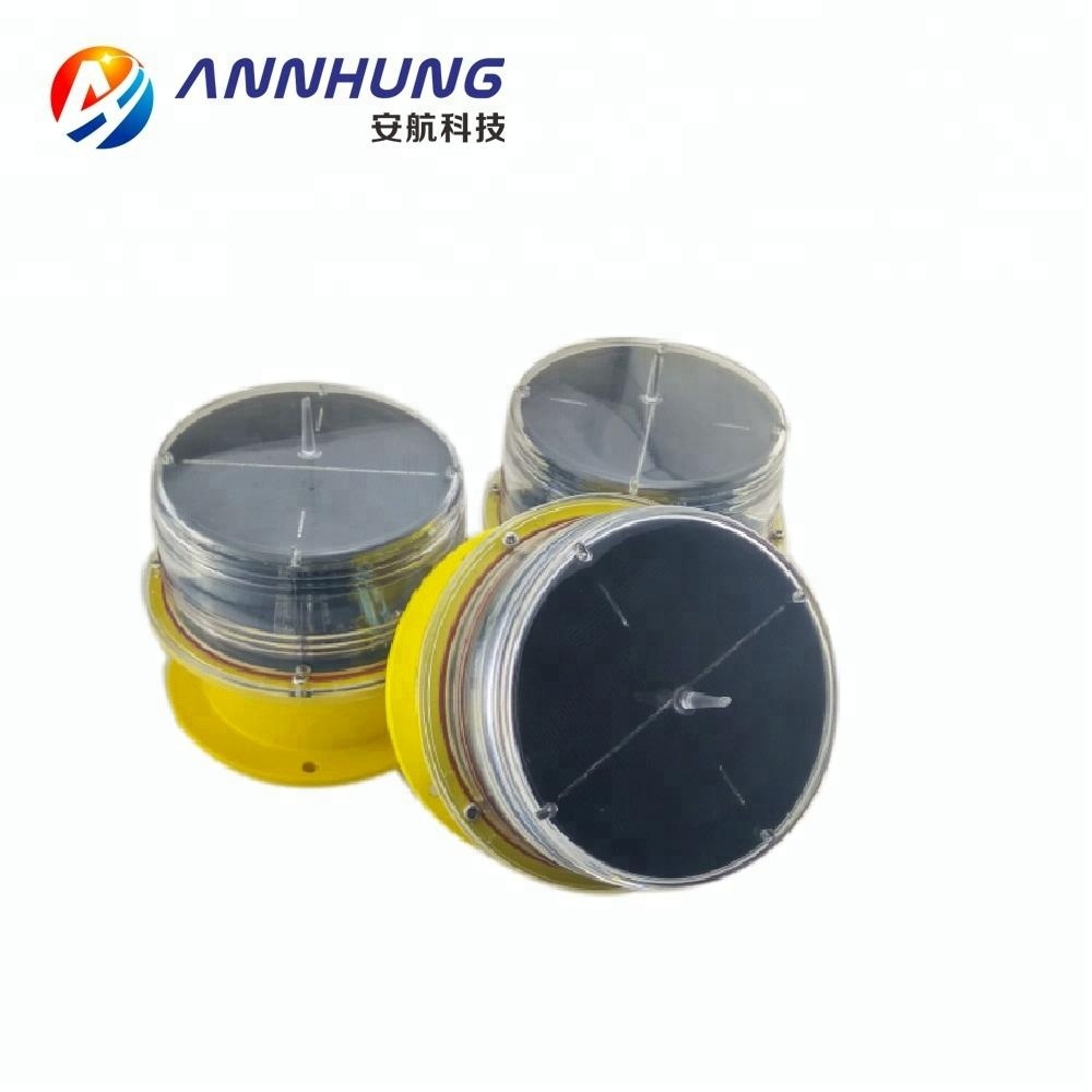 Low Intensity Solar Powered Single Aviation Obstruction Warning Light for High Rise Building and Tower