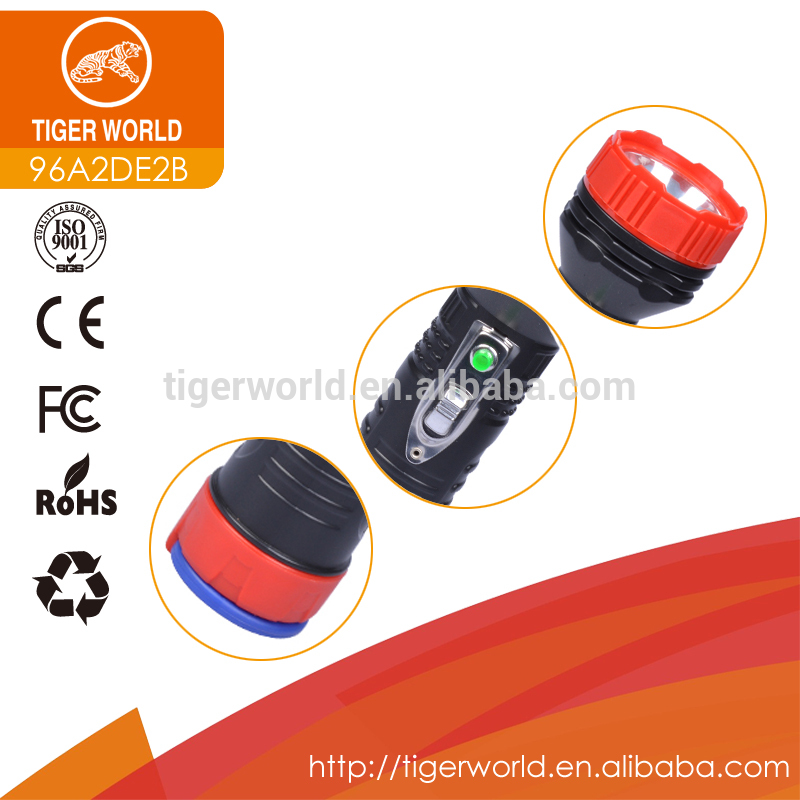 Tiger World Brand Dry Battery Powered Plastic LED Flashlight Torch