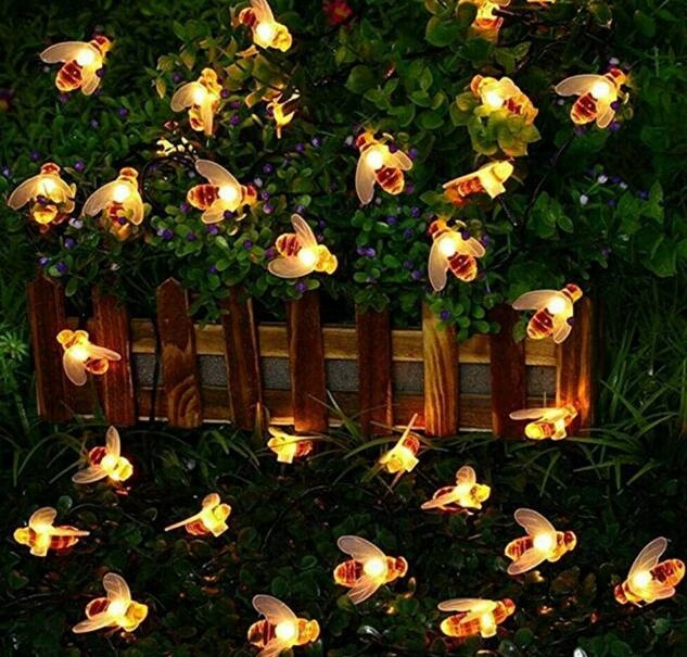 Warm White LED Bee Solar Party Outdoor String Lights Patio Garden Light