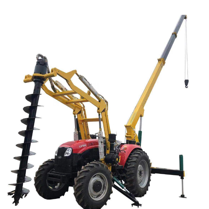 Street light pole special hole digging machine for sale  with tractor and crane
