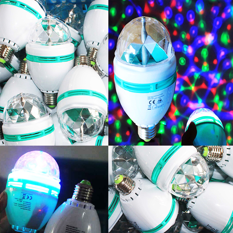 Austrial 3W Rotating Strobe LED Crystal stage light for Disco party club bar DJ ball Bulb Multi RGB changing Color light