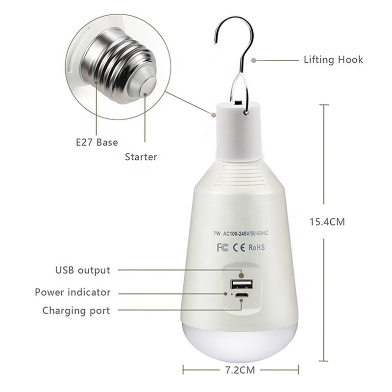 Wholesale China Cheap Factory Price Rechargeable Emergency 5V Solar Charging Lamp E27 Intelligent Bulb Camping LED Solar Light