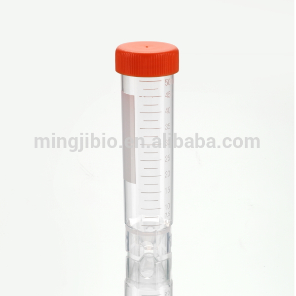 Plastic self-standing lab 50ml centrifuge tube with screw cap