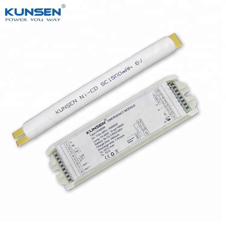 Emergency light fittings with 6V battery pack for 12W LED panel