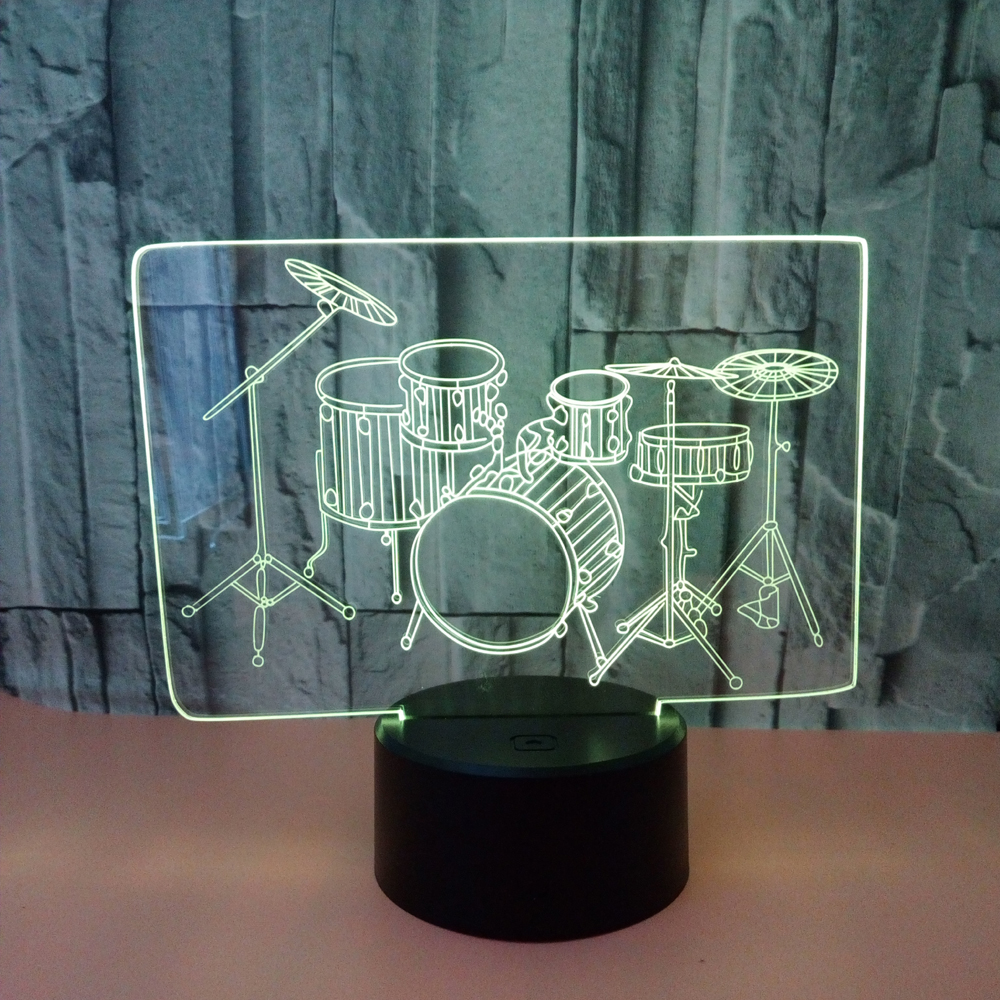 Wholesale 3D LED Night Light Lamp Drum Kit Decoration for Coffee House