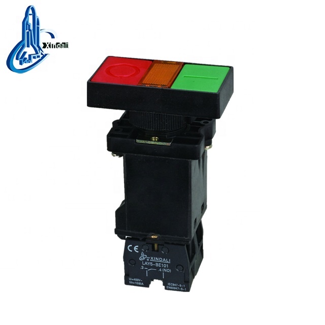 wenzhou electrical red and green doublehead switch double push light switch 220V LAY5-EW8345