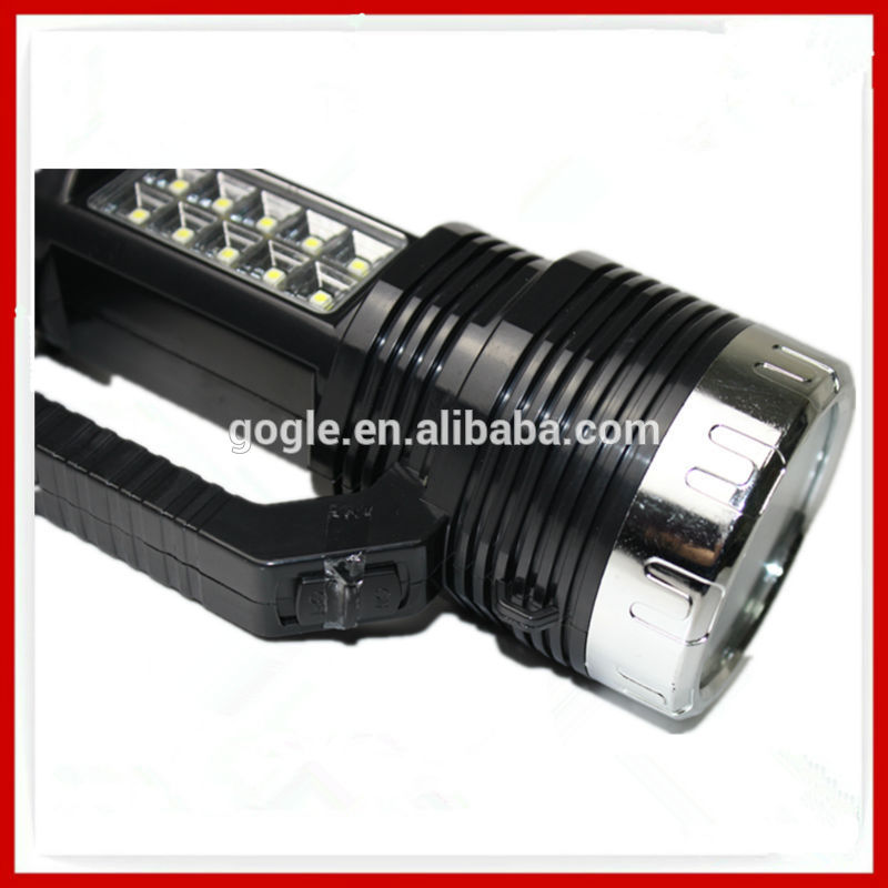 1W+10 pcs side led rechargeable and solar power together hand lamp