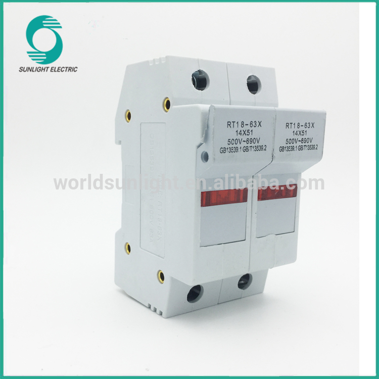 RT18-63X 2P cylindrical fuse holder 63A 500V 14*51mm