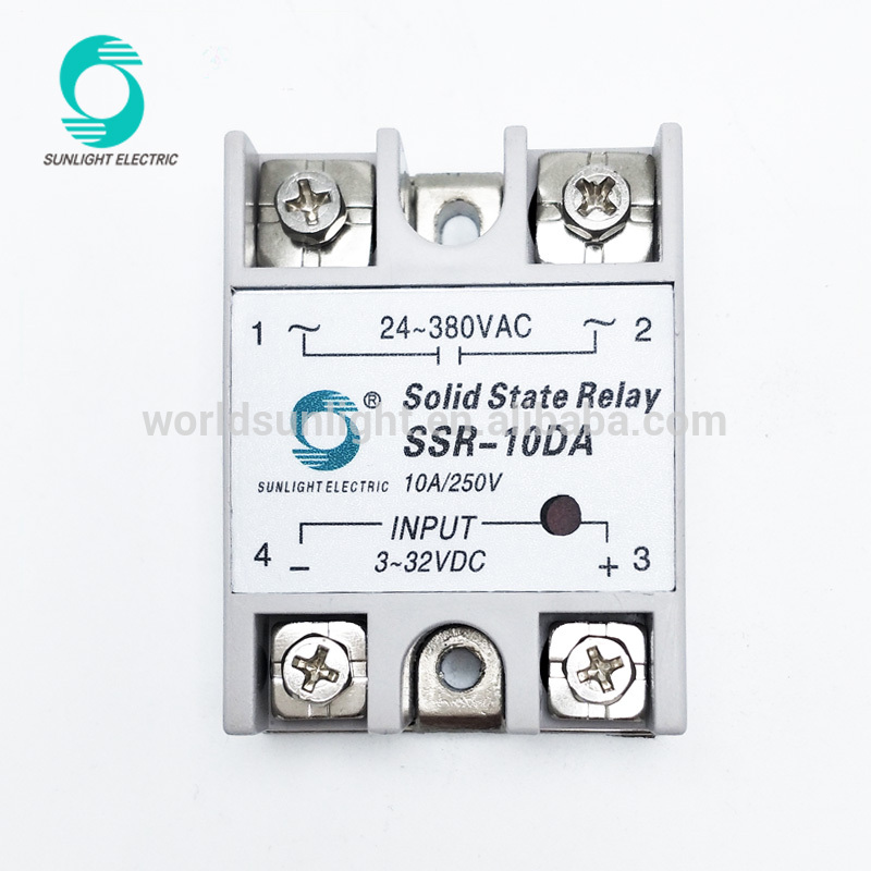 CE SSR-10DA-H 10A 3-32VDC input 90-480VAC output dc-ac single phase dc to ac ssr solid state relay