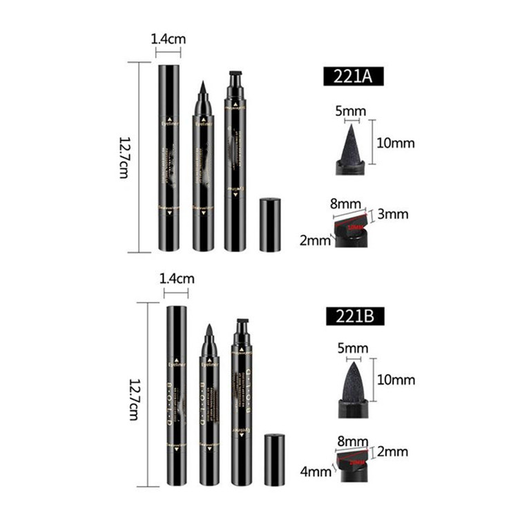 2-in-1 Black Double-headed Eyeliner Pencil With Miss Stamp Seal Maquiagem Waterproof Liquid Wing Eye Liner Cosmetics