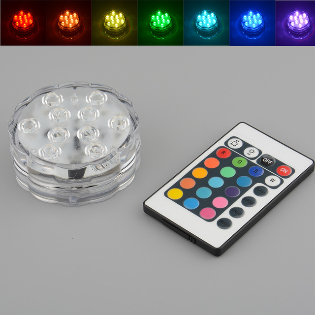 Remote Control Waterproof Multi Color 10 LED Submersible Candle Lotus Party Wedding Underwater Decoration Lamp