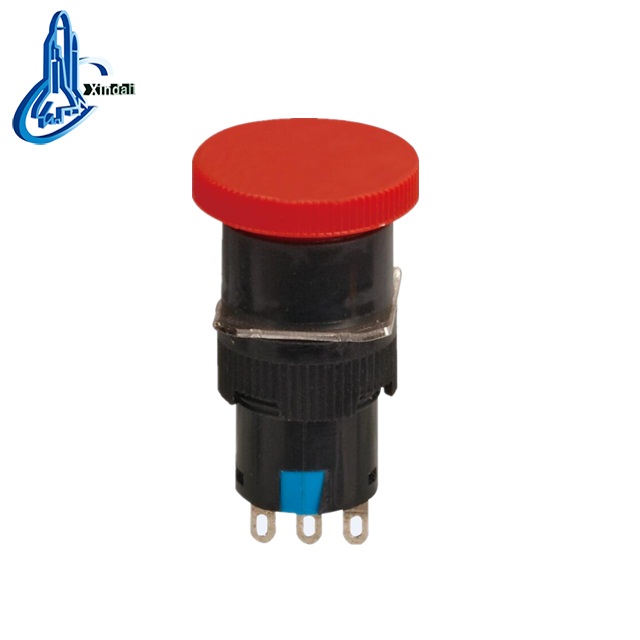 12 volt emergency mini mushroom illuminated plastic push button switch 16mm latching switch XDL16-11M