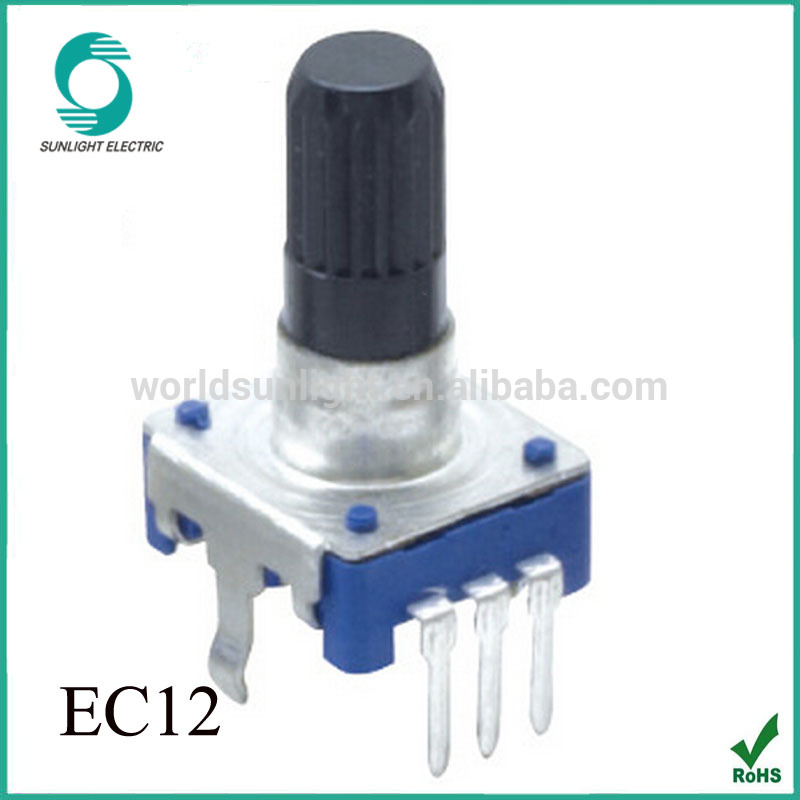 EC12 series 12mm size plastic shaft incremental rotary audio encoder switch with 12 or 24 pulse