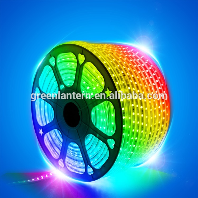 AC 220V Flexible RGB LED Strip Lights 60 LEDs/M Waterproof 5050 SMD LED Rope Light with Remote Controller