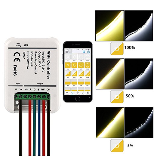 DC 12-24V iOS Android WIFI Remote 5 Channels Controller for RGB LED Strip light