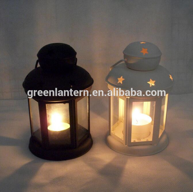 Decorative Hurricane Lantern Glass Candle Holder Antique, Cast Iron, Rustic Indoor & Outdoor Light with Powder Coat Finish Ideal