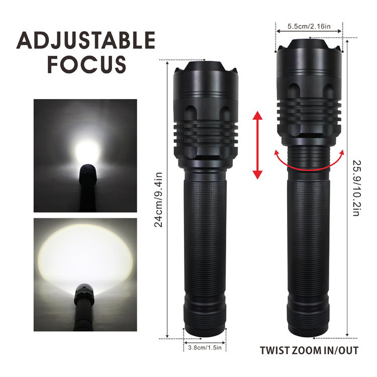 Operated2000 Lumen  Led  High Power Torch aluminum Flashlight