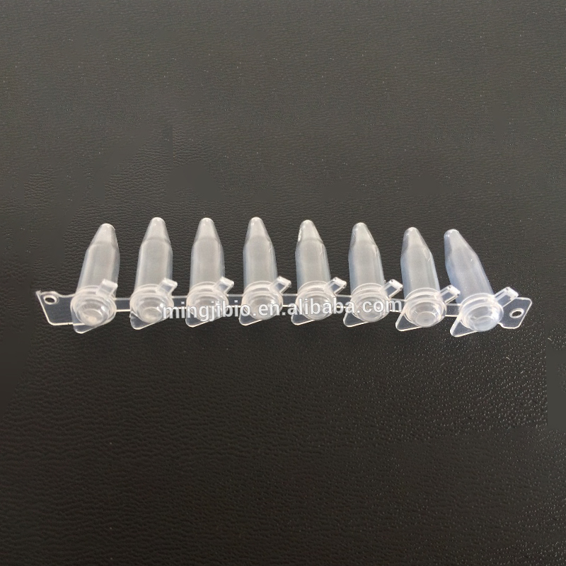 Chemical lab supplies disposable 0.1ml 8-strip pcr tubes with Semi - Dome cap