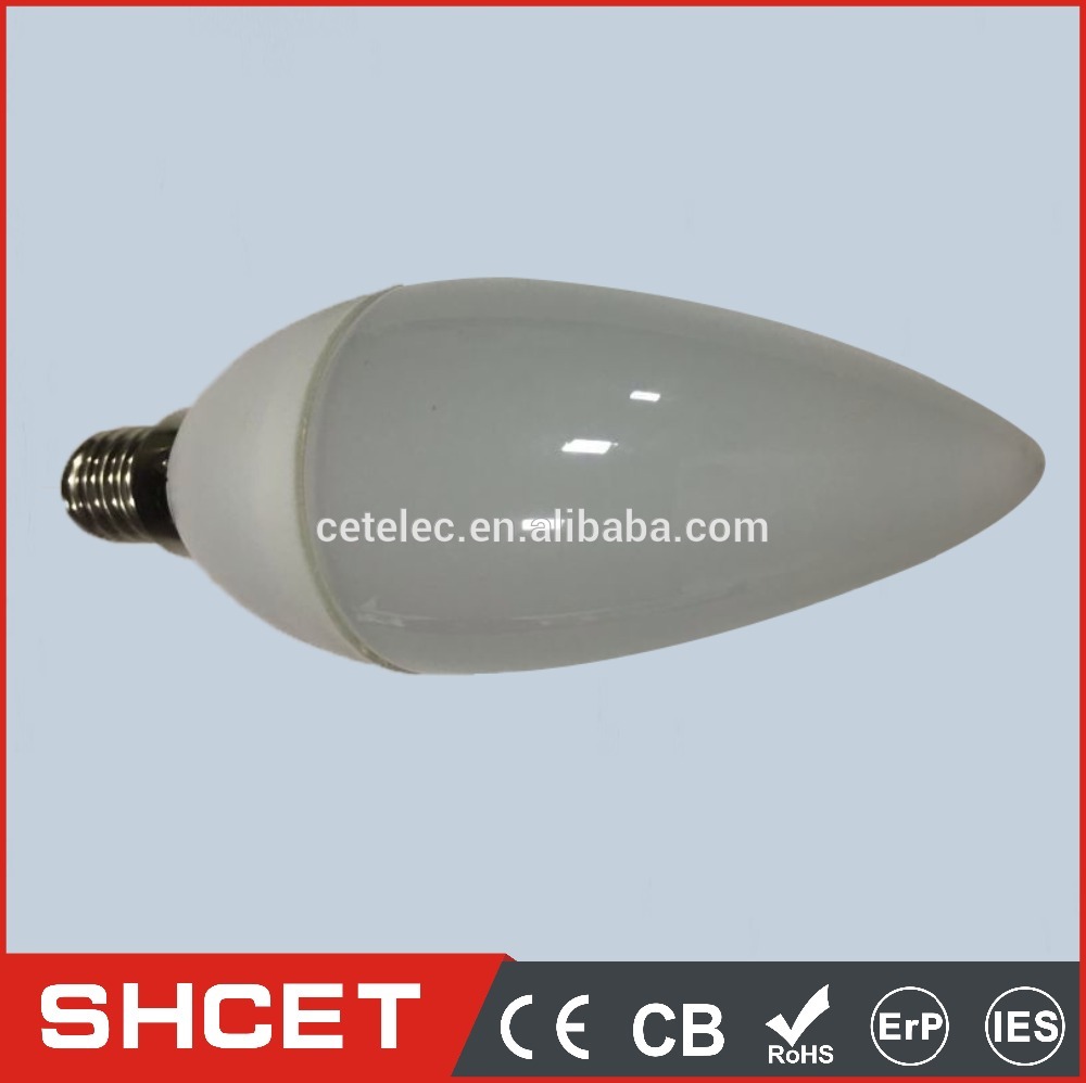 2016 LED Bulb CET-C37 3W AC85-265V E14/E27 plastic+AL+PC CE ROHS