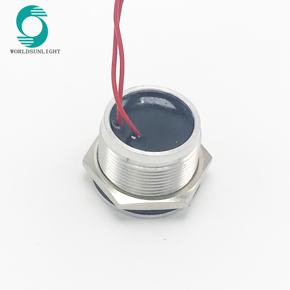 WS160F1NOM IP68 16mm natural anodized Flat operator Flyingleads 200mA 24VAC/DC Normally open Momentary piezo switch