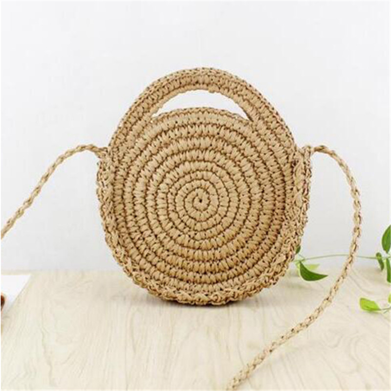 Summer Bohemia Mini Beach Circle Vintage Handbag Handmade Round Straw Bag