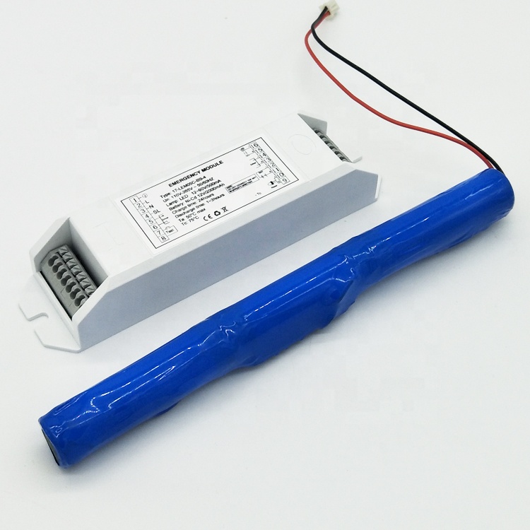 Emergency lighting module power pack with external driver