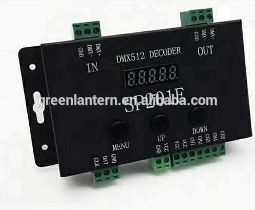 Addressable SPI signal RGB led strip pixel 5channel PWM output SP201E DMX512 Decoder controller