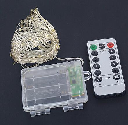 Hot sale waterproof battery case with remote control outdoor copper string 8 function control 10 m 100 lights