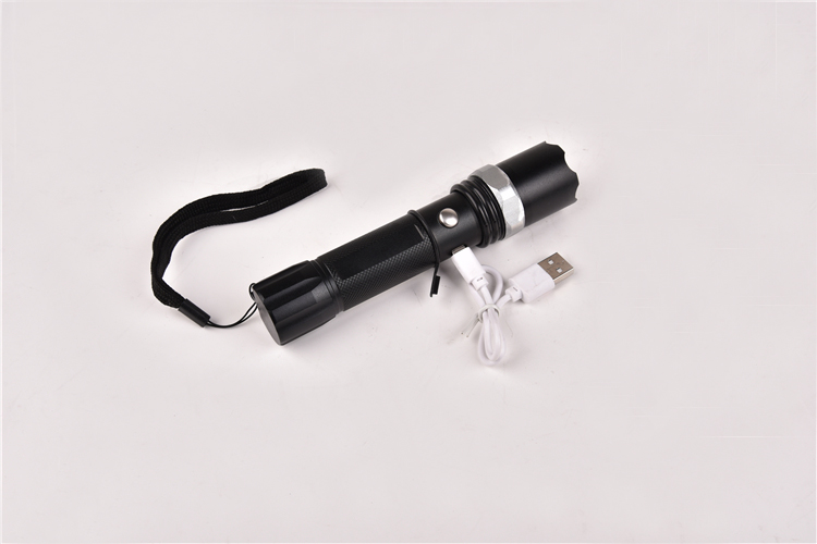 Small USB Charging 4 Modes Dimming Military Emergency Hand Flash Light Rechargeable LED Torch Flashlight For Camping