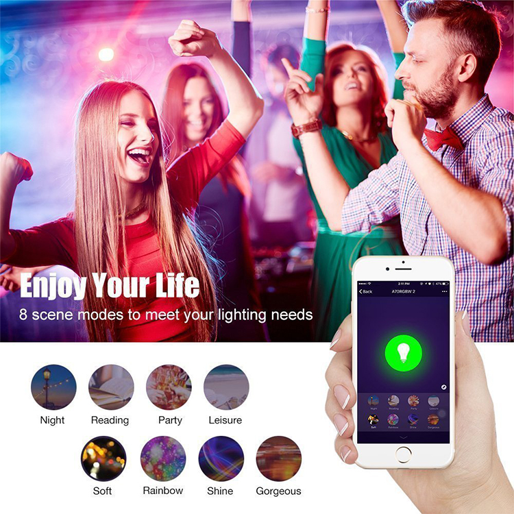 9W Google Home Alexa Tmall Genie Voice Mobile Phone APP Wireless Group Control Intelligent Lamp RGB 9 Watt Smart WIFI LED Bulb