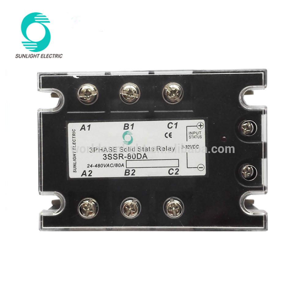 3SSR-80DA 80A 3-32VDC input 24-480VAC output 3-phase solid-state 3 phase ssr solid state relay