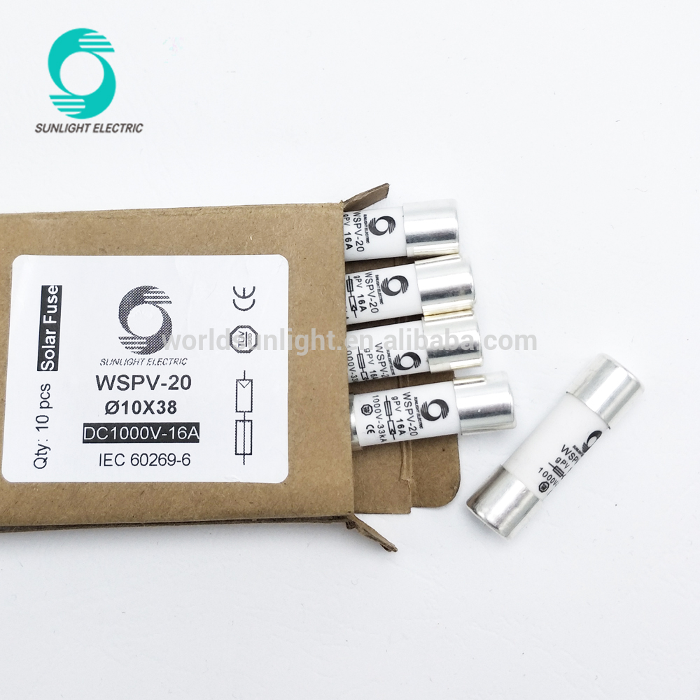 WSPV-20 10*38 1000V DC 16A 33kA solar pv fuse