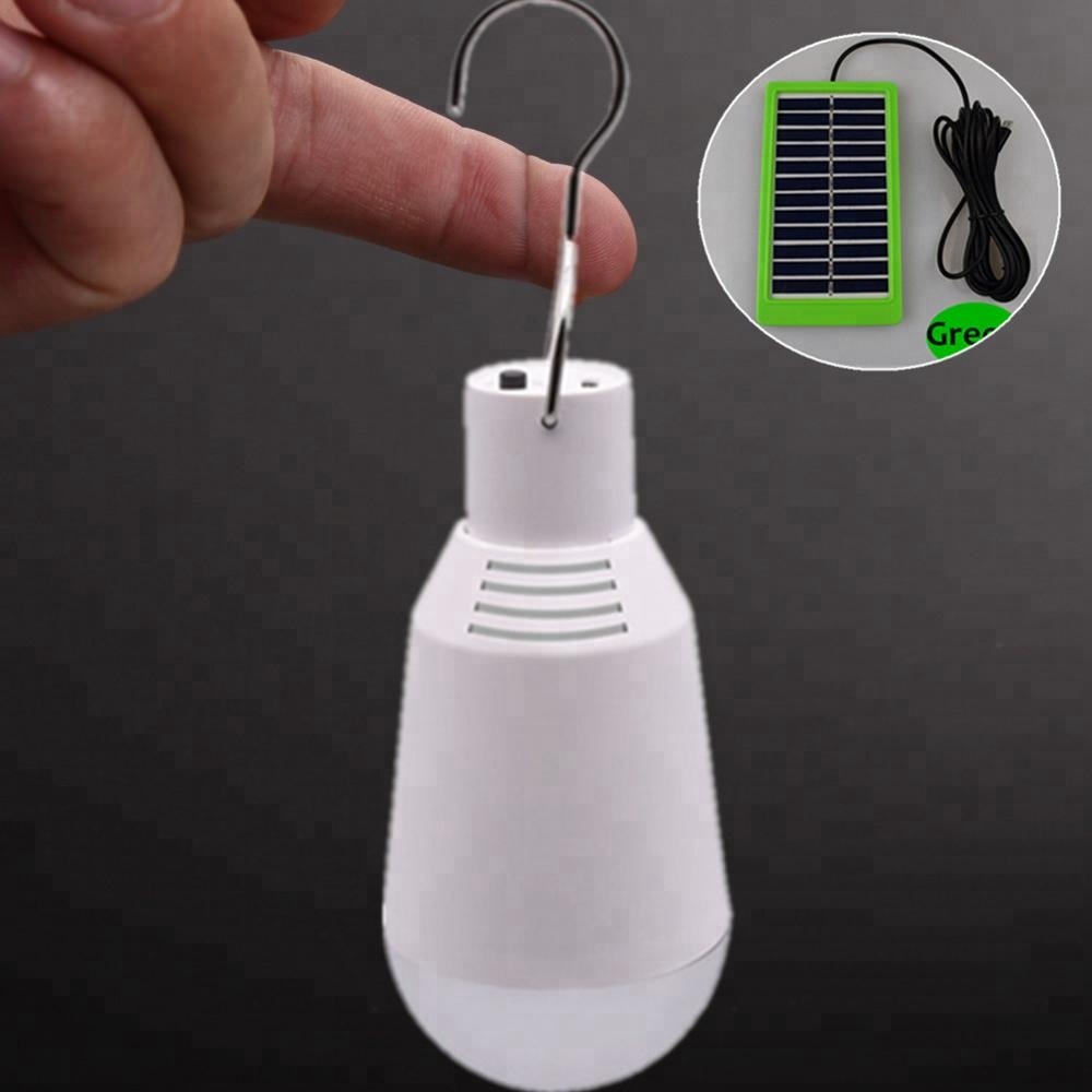 2W led solar rechargeable emergency lighting bulbs solar tent led light bulb with backup battery 6hrs working time