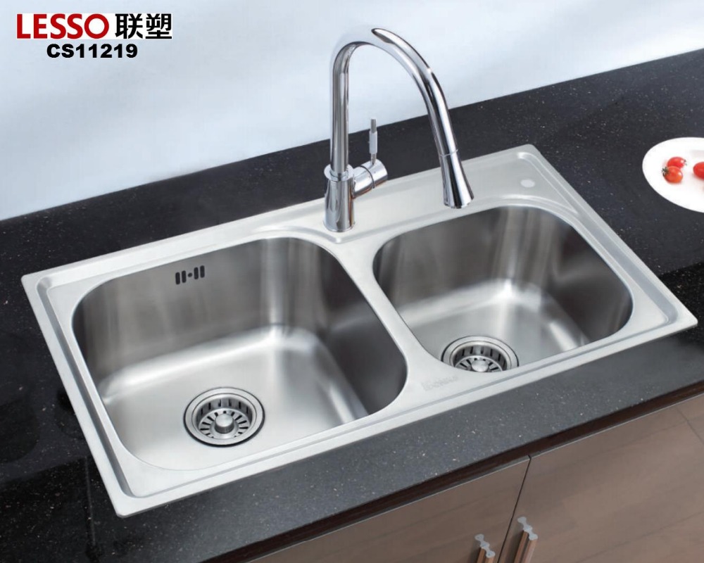 CS11219 popular double bowl kitchen sink with knife holder