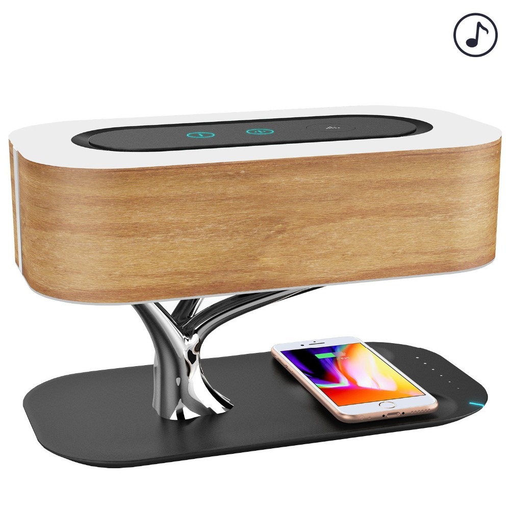 shenzhen manufacturer hand made wood tree lamp phone wireless charger blue tooth speaker