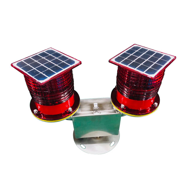 Steady Burning LED Solar Powered Double Low Intensity aviation obstruction warning light for electric power towers