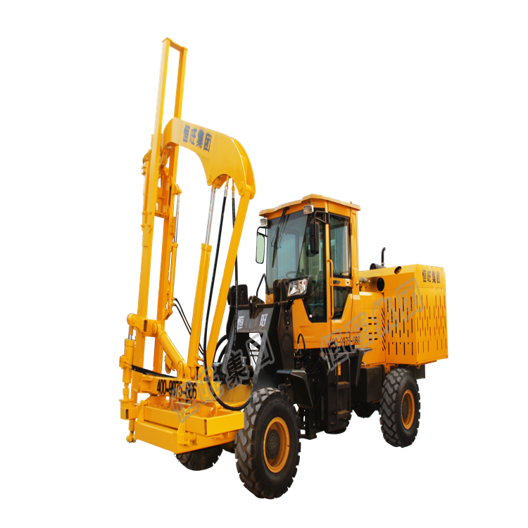 solar pile  ramming machine  wheel type guardrail installation equipment