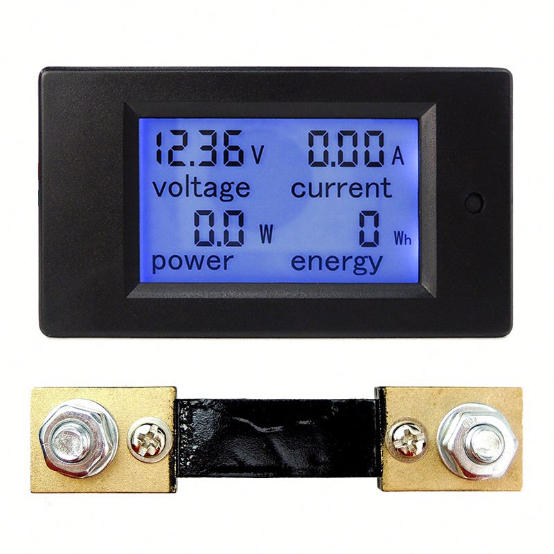 DC 6.5-100V 0-100A LCD Display Digital Current Voltage Power Energy Meter Multimeter Ammeter Voltmeter w/ 100A Current Shunt