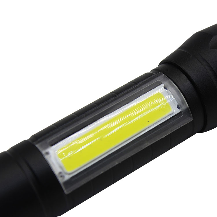 Built in 14500 battery with side COB zooming flashlight new design USB cable flashlight