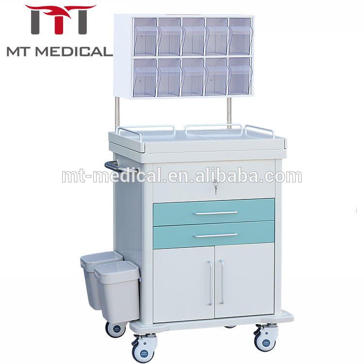 Hot sales ABS medical furniture mobile medicine anesthesia crash trolley cart in hospital