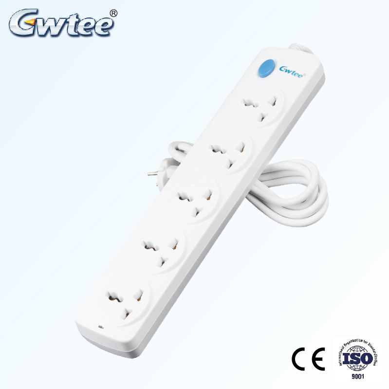 5 way outlet universal overload protection socket and electrical plug