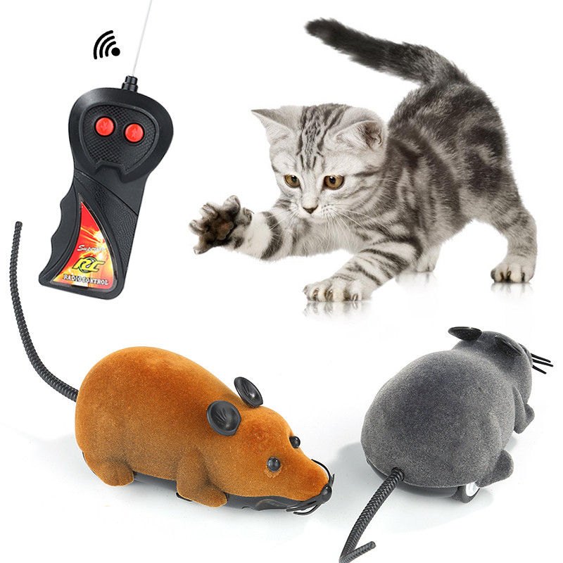 Latest Hot Sale 8 Colors Cat Remote Control Wireless Simulation Plush Mouse RC Electronic Mouse  For Pet Cat Toy