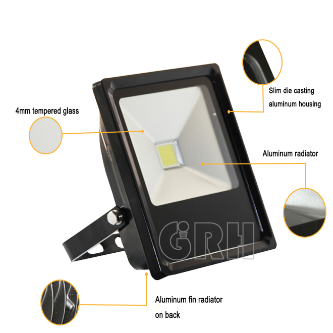 Waterproof slim body COB 10W 20W 30W led flood light