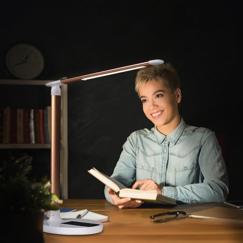 US Modern portable led table lamp light mainstays led desk lamp with qi wireless charging and usb port