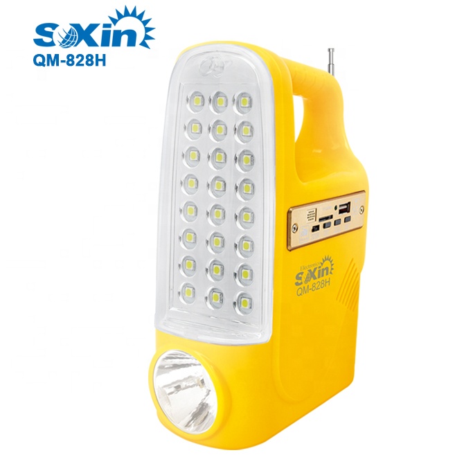 portable solar smd led emergency light with fm radio