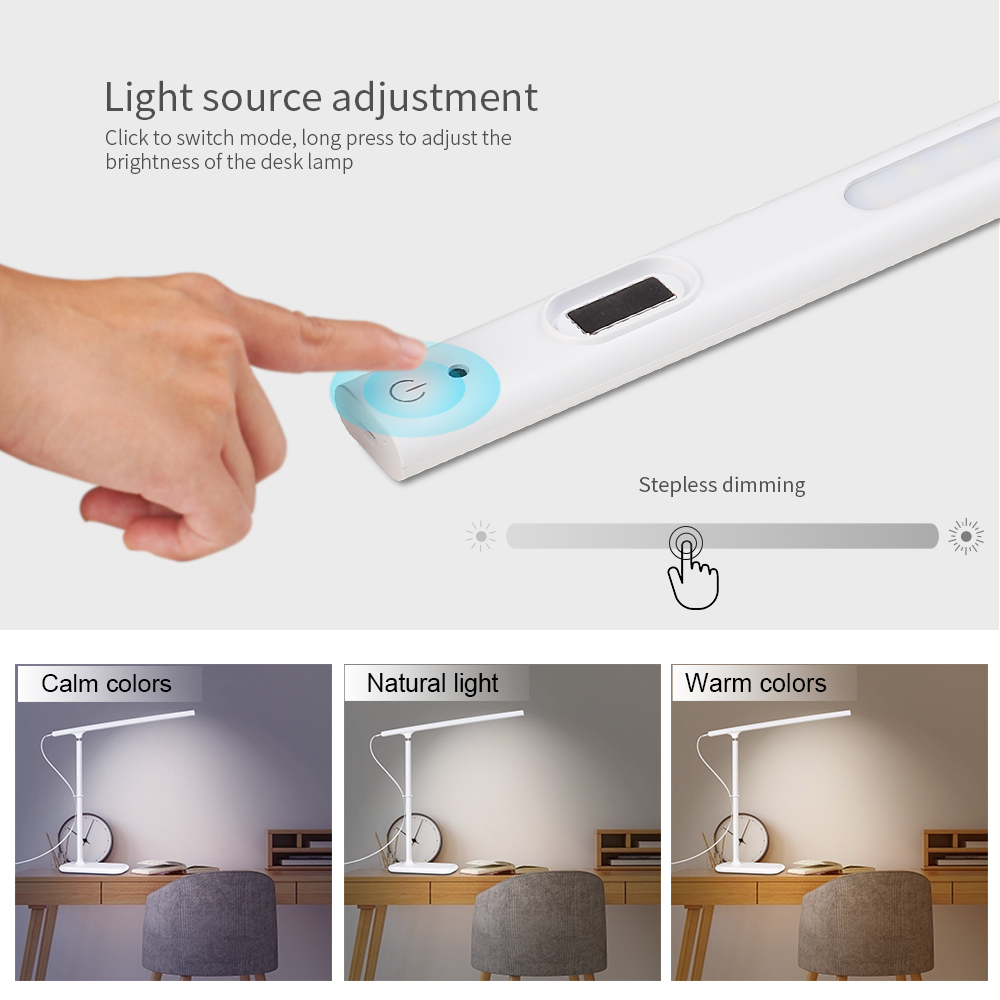 ABS+metal portable 360 degree rotation light 4w warm light adjustable office table lamp touch with long-lasting battery