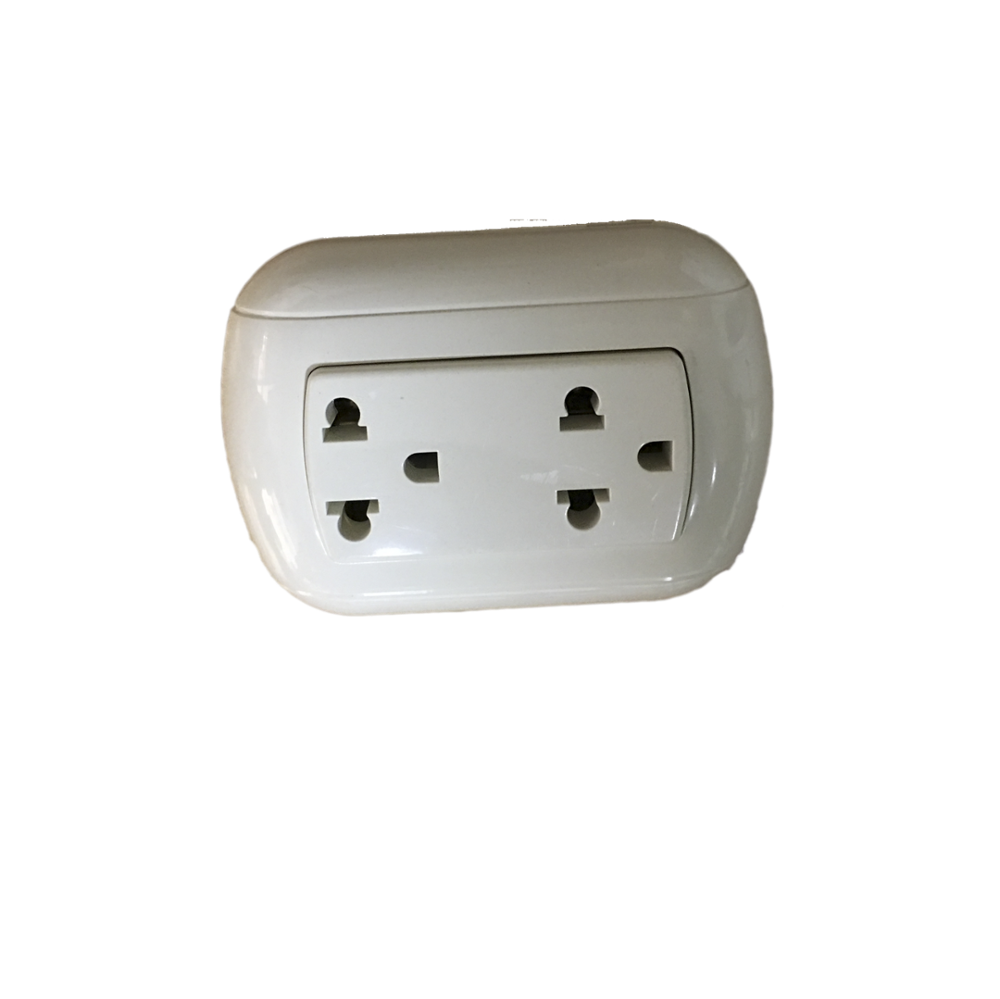 CET-F03 10A 110-250V 3 pin double socket wall mounted power outlet socket