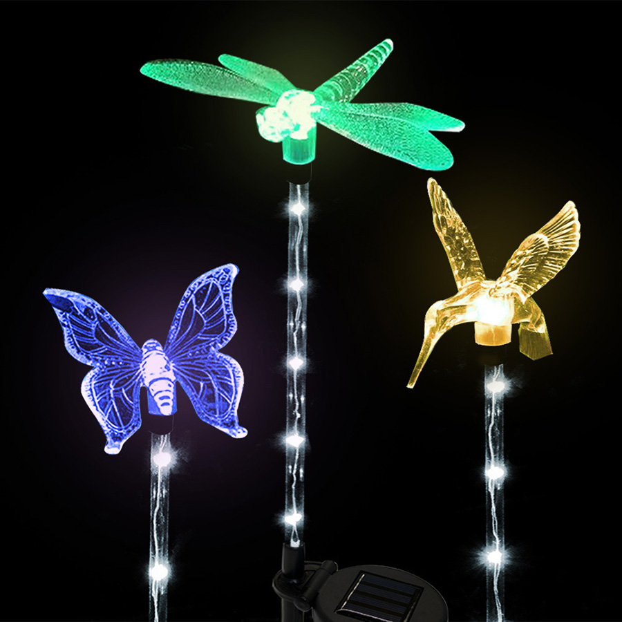 Waterproof LED Garden Solar Light Solar Hummingbird Butterfly Dragonfly Solar Garden Light