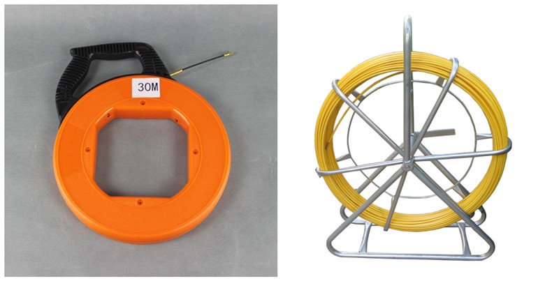 14mm 250m yellow color underground cable puller frp duct rodder with frame