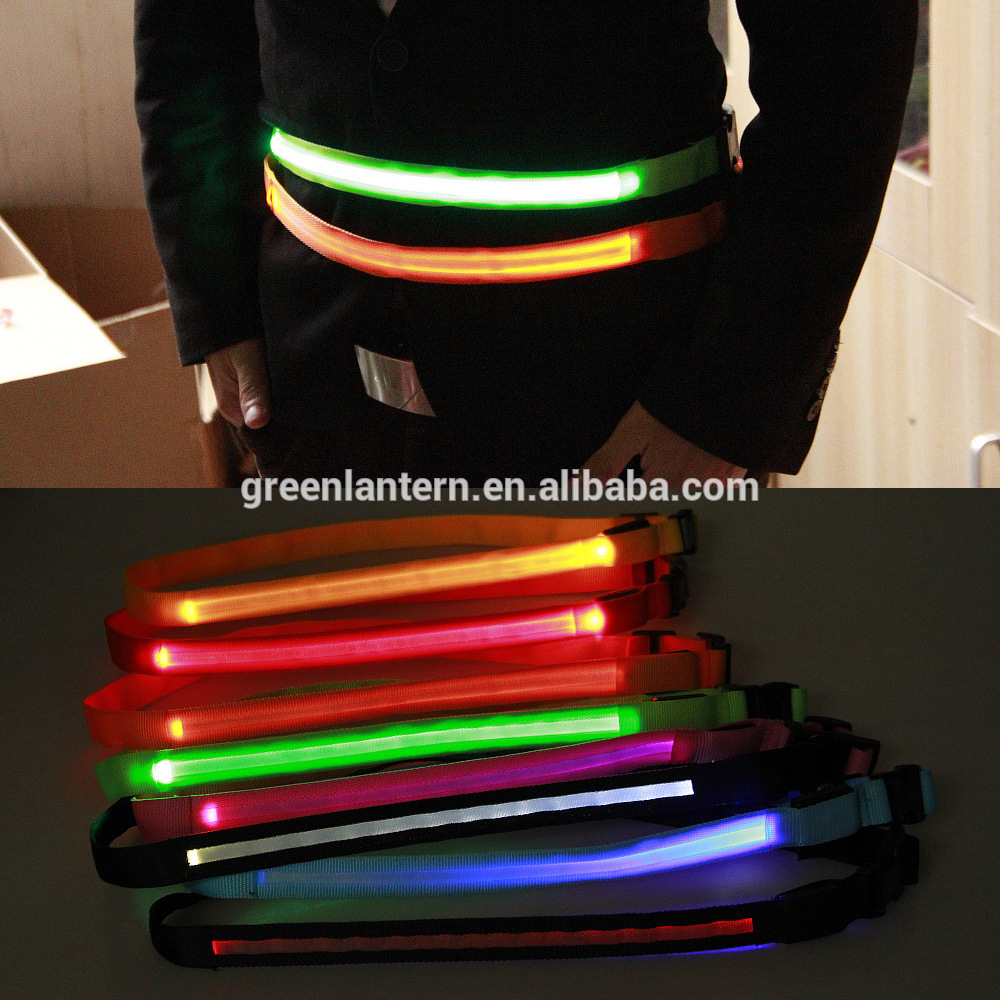 battery control LED flashing reflective flip running belt safety warning belt